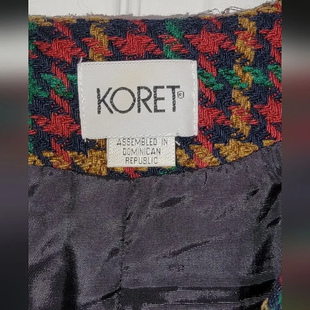 #410 Vintage KORET Houndstooth Multicolored Women's Blazer,Sz.10 - Picture 3 of 4